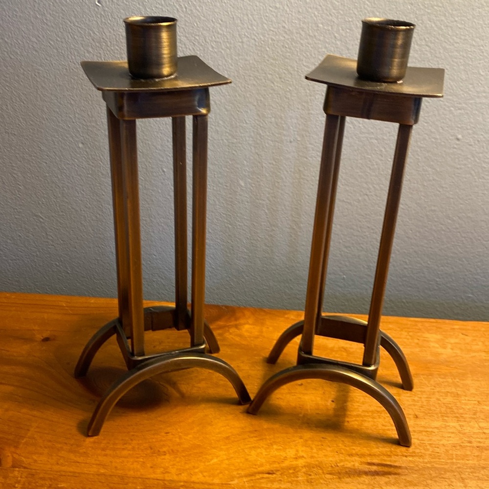 Antique brass candle stick pair EUC